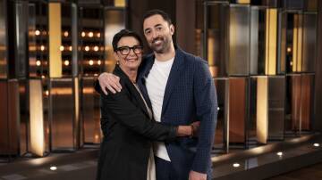 Masterchef success and former Maitland electrician Andy Allen with his mum Maree on-set ahead of her guest appearance on episode 9 airing on Sunday. Picture supplied