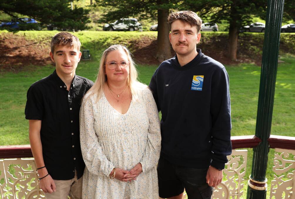 Amy Stokes with two of her sons, Oliver, 16 and Sam, 20. Picture by Peter Lorimer