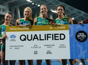 Torrie Lewis (right) with Ebony Lane, Ella Connolly and Bree Masters in the Bahamas on Sunday (AEST). Picture via Athletics Australia